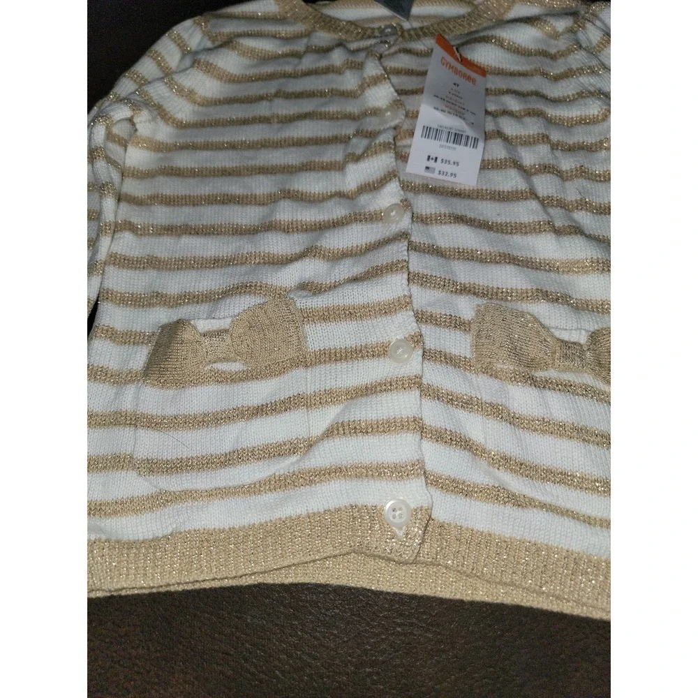 Gymboree city kitty‎ gold striped sweater size 4t nwt
